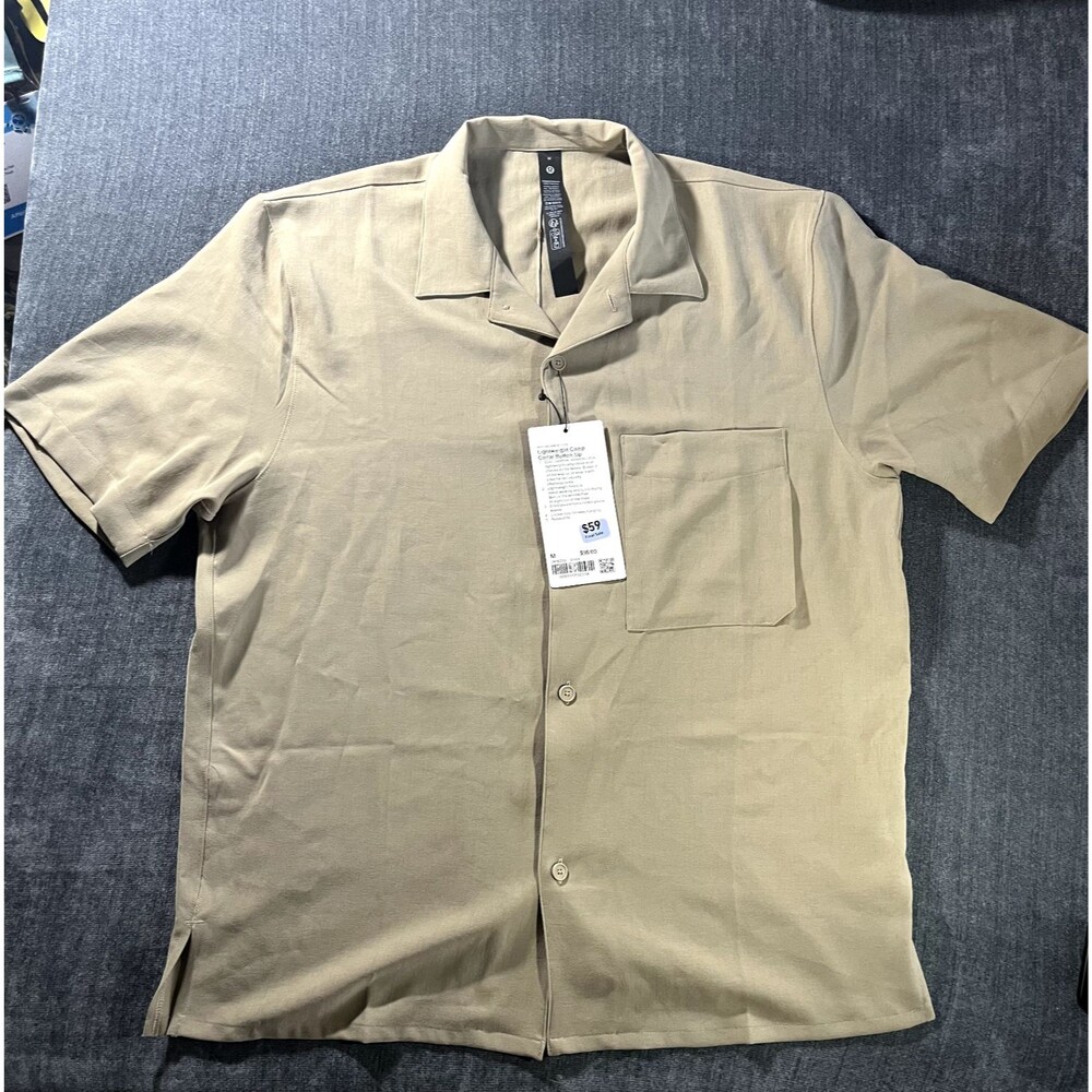 Lululemon Lightweight Camp Collar Button-Up Shirt Sheer Oak Men's Size Medium